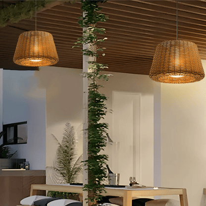 Handwoven Rattan Dome LED Outdoor Floor Lamp IP65 4-Style Multi-Mount 3000K