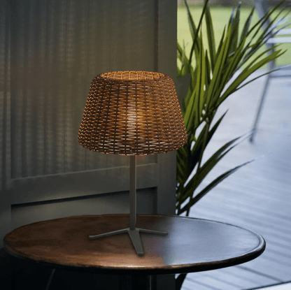 Handwoven Rattan Dome LED Outdoor Floor Lamp IP65 4-Style Multi-Mount 3000K