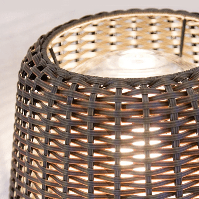 Handwoven Rattan Dome LED Outdoor Floor Lamp IP65 4-Style Multi-Mount 3000K