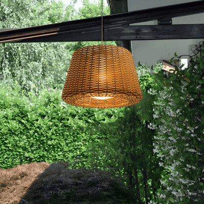 Handwoven Rattan Dome LED Outdoor Floor Lamp IP65 Stainless Steel 3000K 4 Heights