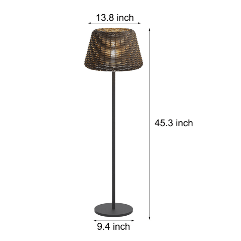 Handwoven Rattan Dome LED Outdoor Floor Lamp IP65 4-Style Multi-Mount 3000K