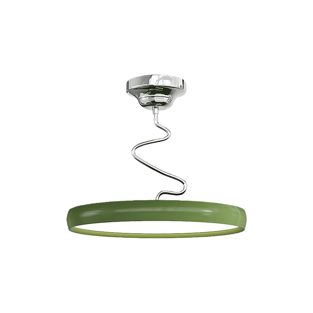 Twisted Rim Full-Spectrum LED Semi-Flush Ceiling Light — White / Green / Chrome