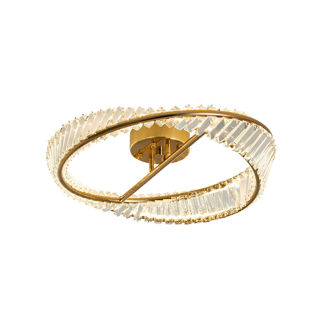 Möbius Twisted Ring Crystal Flush Mount Gold Three Sizes