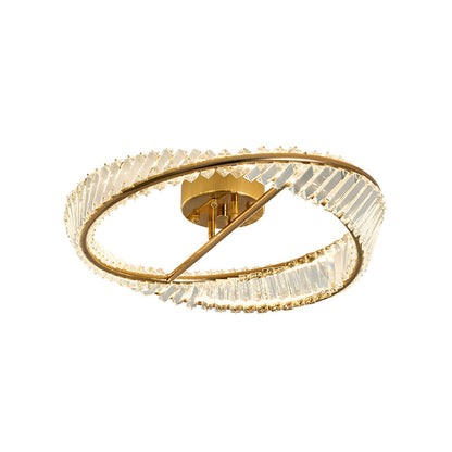 Möbius Twisted Ring Crystal Flush Mount Gold Three Sizes