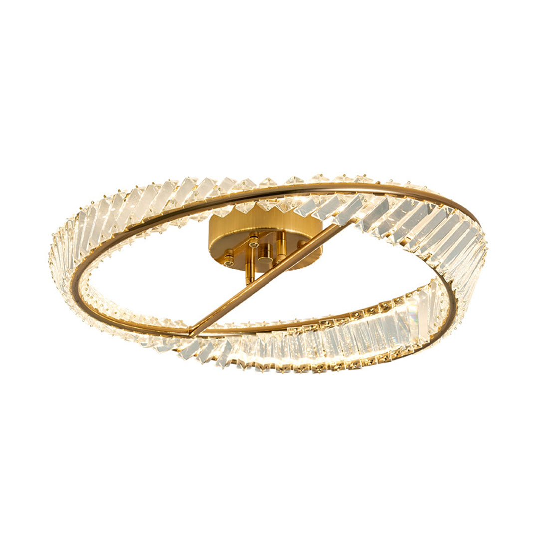 Möbius Twisted Ring Crystal Flush Mount Gold Three Sizes