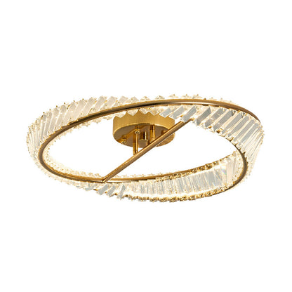 Möbius Twisted Ring Crystal Flush Mount Gold Three Sizes