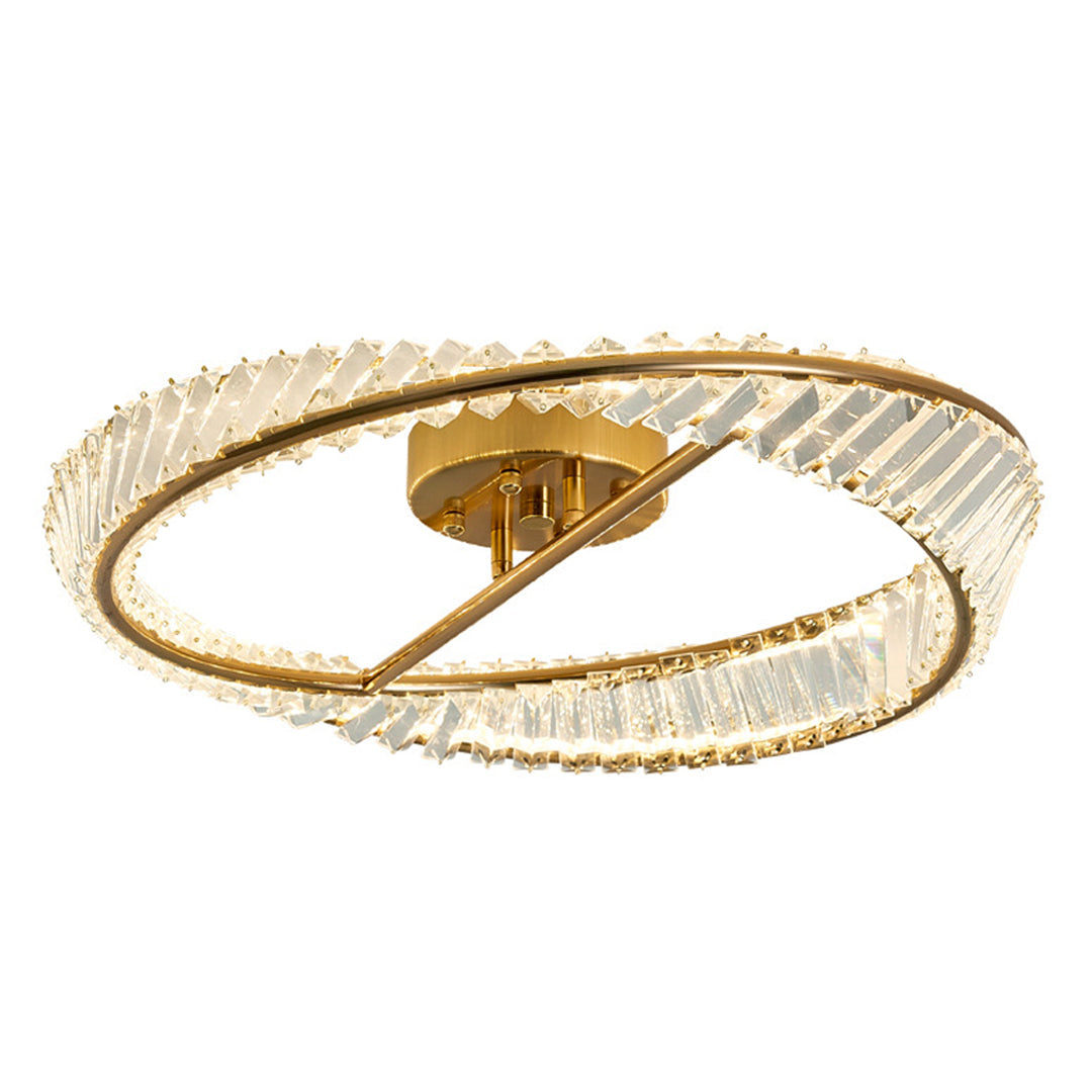 Möbius Twisted Ring Crystal Flush Mount Gold Three Sizes