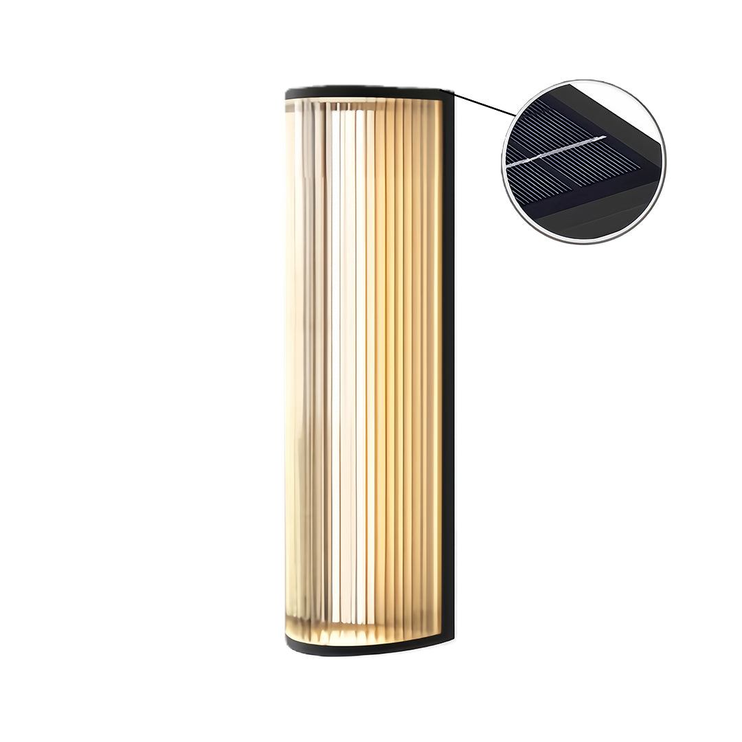 Vertical Fluted Stainless Steel LED Outdoor Wall Sconce IP65 Solar/Hardwired