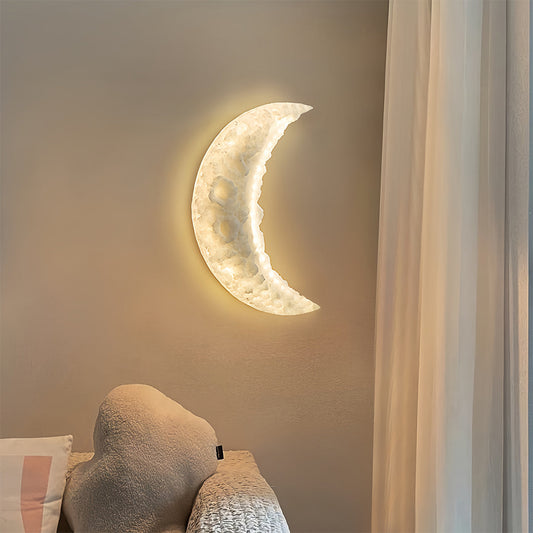Crescent Moon LED Wall Sconce Dimmable Resin Bedroom Nursery Modern