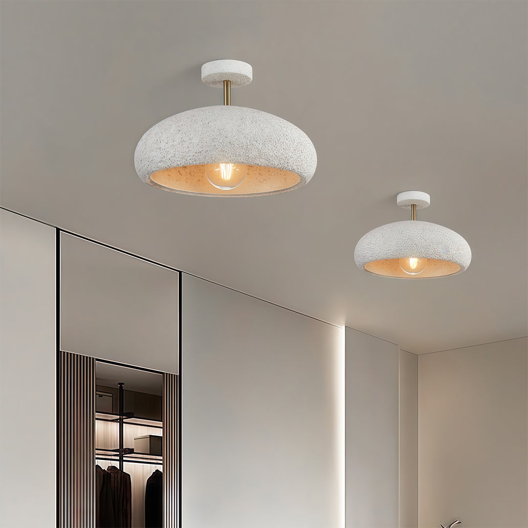 Semi-Flush Mount Iron Speckled Bowl Shade Japanese Wabi-Sabi LED E27 Warm White Neutral White Nine Configurations