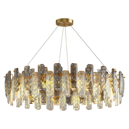 Contemporary Crystal Chandelier Solid Copper Textured Crystal Rods Eye-Protecting E14 French Style