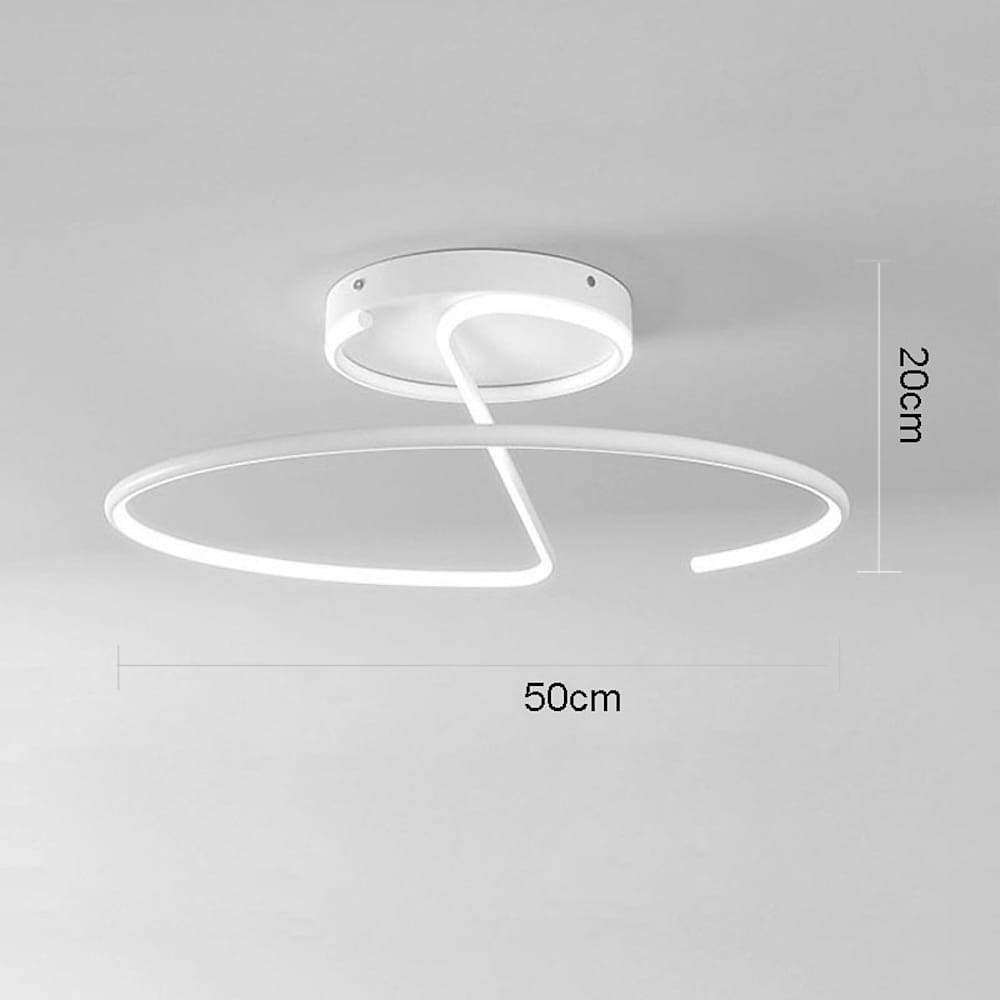 Semi-Circle Dome Semi-Flush Mount Ceiling Light — Modern Streamlined Metal Silicone LED White Black 16 20 24 Inch