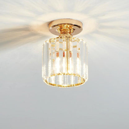 Crystal Semi-Flush Mount Ceiling Light — Nordic Modern Industrial Gold Black Round Square E26 E27 5 Inch