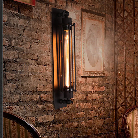 Vintage Industrial Iron Wall Sconce Black Hardwired E27 Bedroom Cafe Corridor