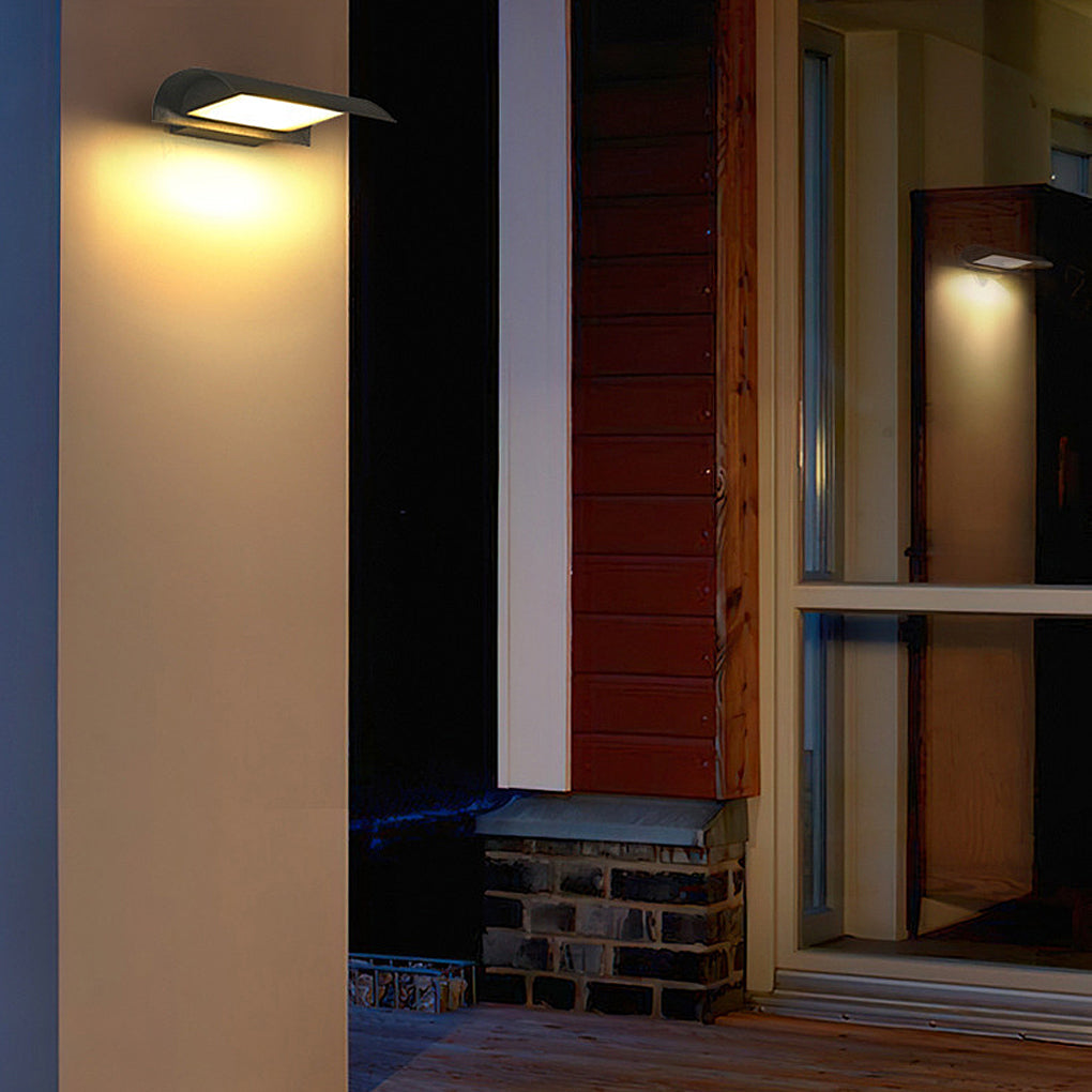 Modern Curved Visor Down-Light Aluminum PC Outdoor Wall Sconce Black IP65 85-265V 2 Sizes Garden Yard