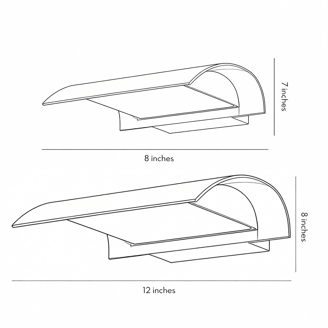 Modern Curved Visor Down-Light Aluminum PC Outdoor Wall Sconce Black IP65 85-265V 2 Sizes Garden Yard