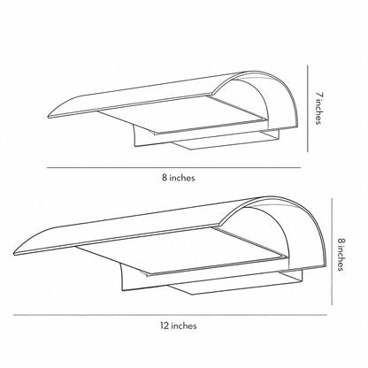 Modern Curved Visor Down-Light Aluminum PC Outdoor Wall Sconce Black IP65 85-265V 2 Sizes Garden Yard