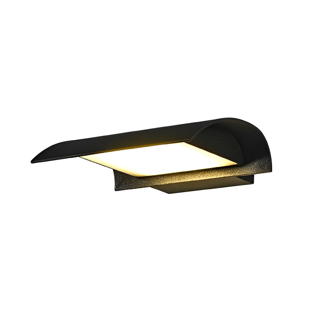 Modern Curved Visor Down-Light Aluminum PC Outdoor Wall Sconce Black IP65 85-265V 2 Sizes Garden Yard