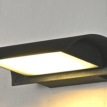 Modern Curved Visor Down-Light Aluminum PC Outdoor Wall Sconce Black IP65 85-265V 2 Sizes Garden Yard