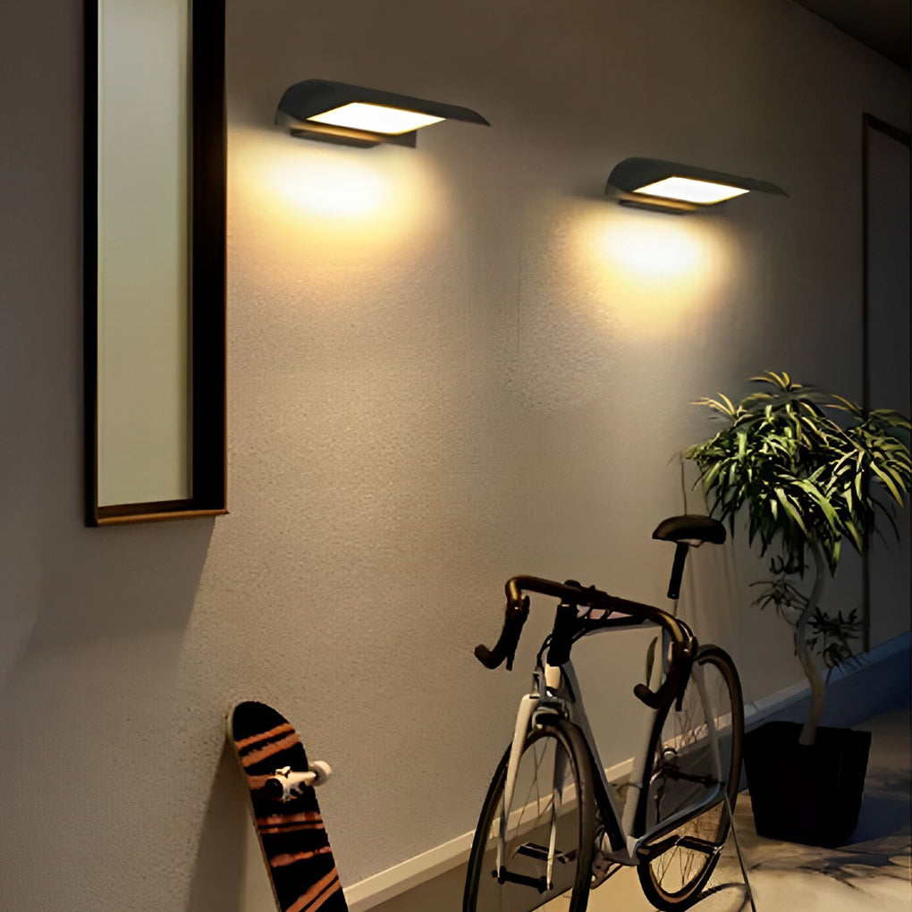 Modern Curved Visor Down-Light Aluminum PC Outdoor Wall Sconce Black IP65 85-265V 2 Sizes Garden Yard