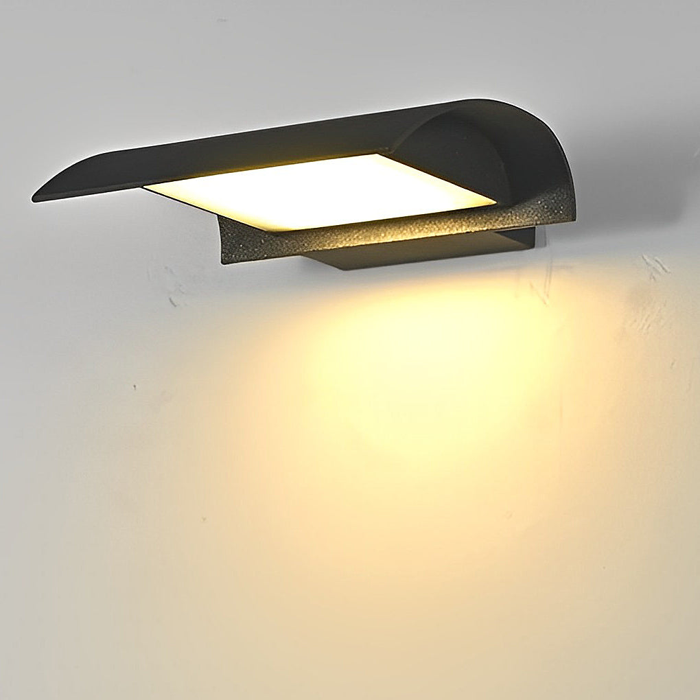 Modern Curved Visor Down-Light Aluminum PC Outdoor Wall Sconce Black IP65 85-265V 2 Sizes Garden Yard