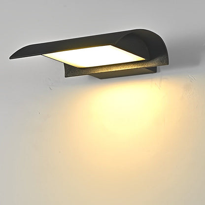 Modern Curved Visor Down-Light Aluminum PC Outdoor Wall Sconce Black IP65 85-265V 2 Sizes Garden Yard