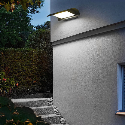 Modern Curved Visor Down-Light Aluminum PC Outdoor Wall Sconce Black IP65 85-265V 2 Sizes Garden Yard
