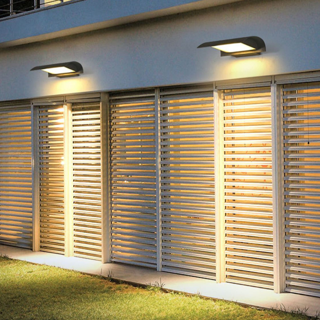 Modern Curved Visor Down-Light Aluminum PC Outdoor Wall Sconce Black IP65 85-265V 2 Sizes Garden Yard