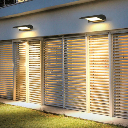 Modern Curved Visor Down-Light Aluminum PC Outdoor Wall Sconce Black IP65 85-265V 2 Sizes Garden Yard