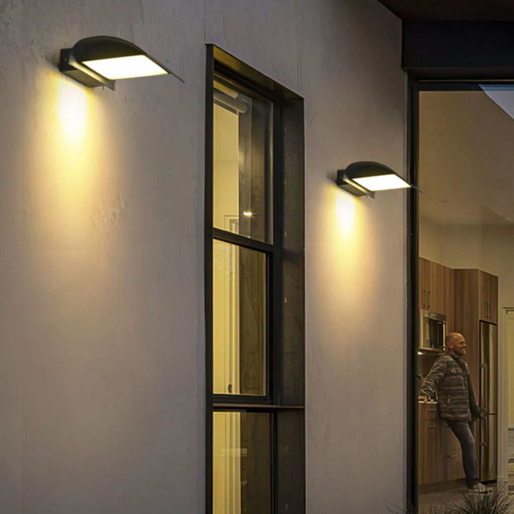 Modern Curved Visor Down-Light Aluminum PC Outdoor Wall Sconce Black IP65 85-265V 2 Sizes Garden Yard