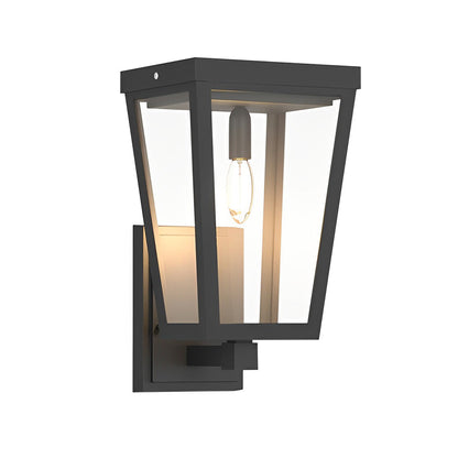 Modern LED Outdoor Wall Lantern Solar Hardwired Dual Power Die-Cast Aluminum Glass Black IP43 3000K