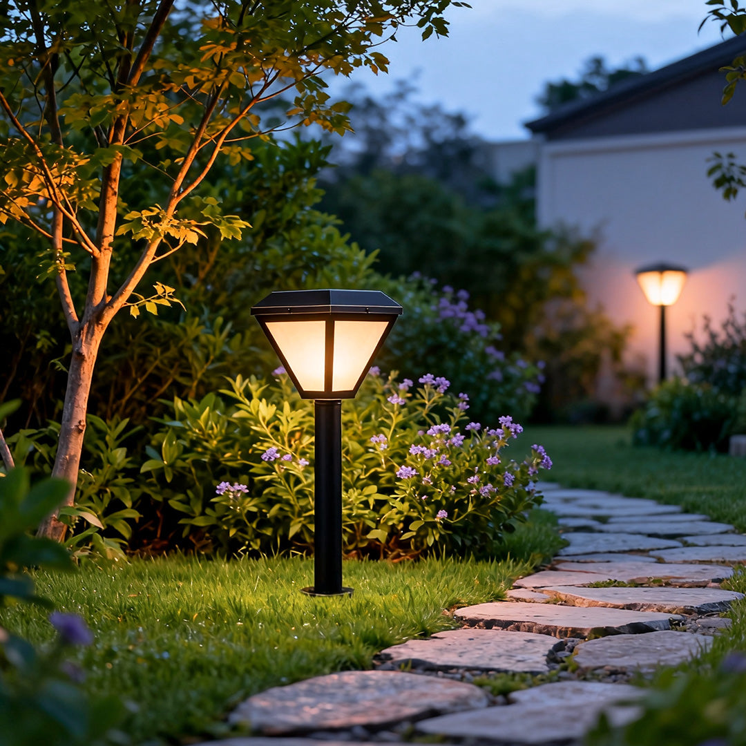Solar Bollard Path Light LED Outdoor Landscape Stake Garden Pathway Lighting