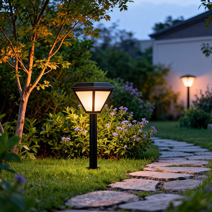Solar Bollard Path Light LED Outdoor Landscape Stake Garden Pathway Lighting