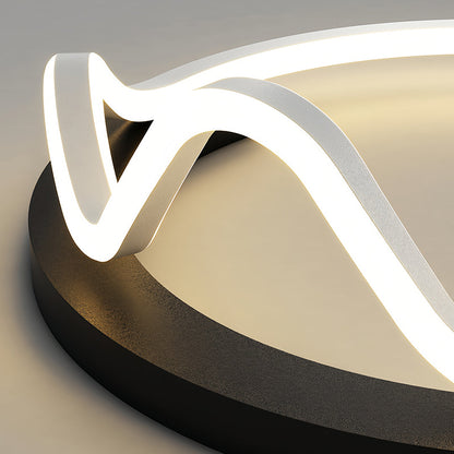 Abstract Loop Geometric Flush Mount Silicone Gold Black White Two Sizes