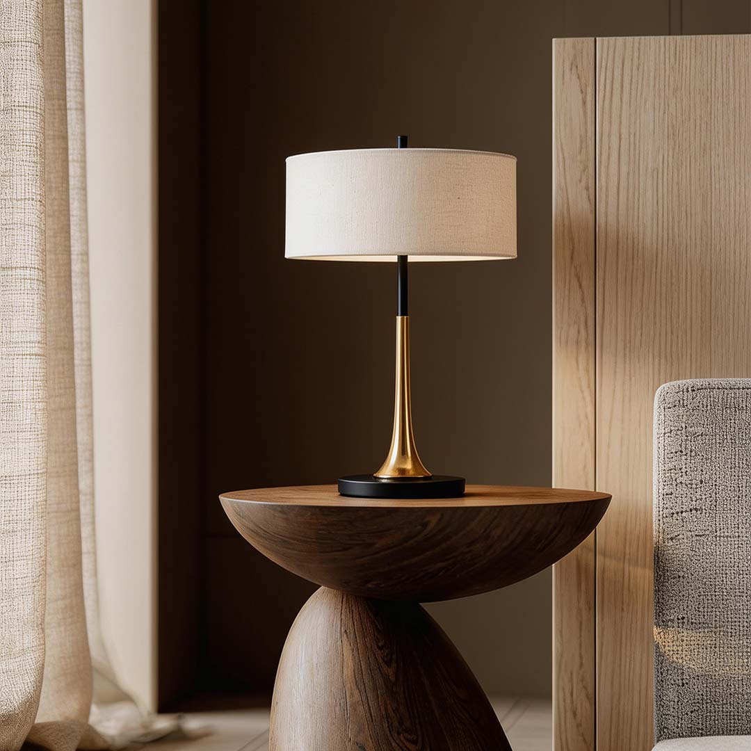 Teardrop Table Lamp Electroplated Iron Cylindrical Fabric Shade G9 LED 3000K Black or Gold