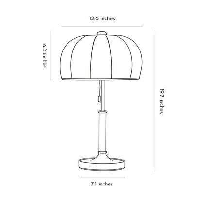Retro Brass Walnut Dome Fabric Table Lamp Pull Chain E14 Bronze Nickel