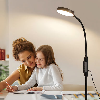 Floor Reading Lamp LED Touch Control 3 Color Temperature Eye Care Gooseneck PC Shade Piano Task Black White 65 Inch