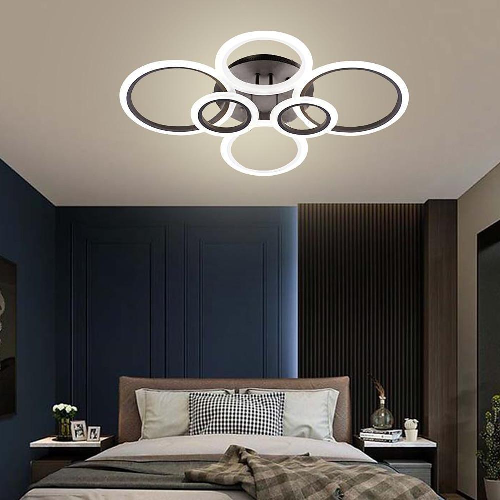 Multi-Circle Cluster Double-Tier Semi-Flush Mount Ceiling Light — Modern Aluminum Acrylic LED 4 6 8 Light