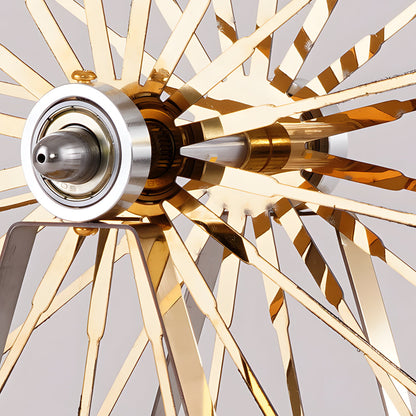 Vintage Gold Brass Ferris Wheel LED Table Lamp Wood Base Three Colour Temps