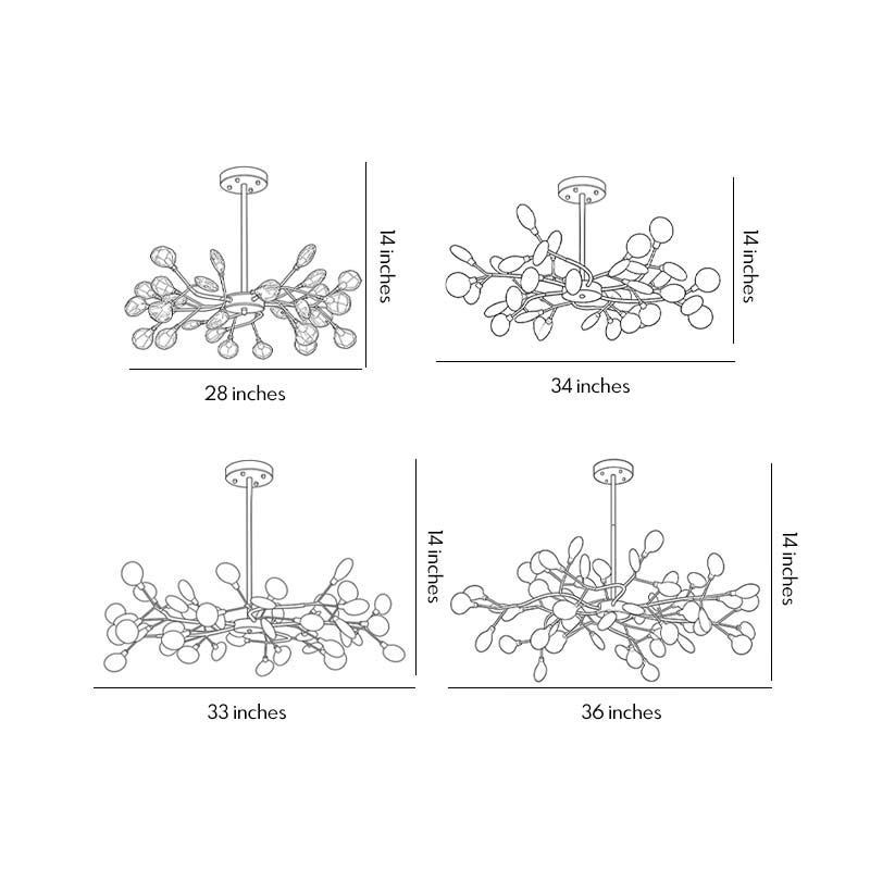 Firefly Sputnik LED Chandelier Iron Acrylic G4 3000K/4000K/6000K 4 Configurations Indoor