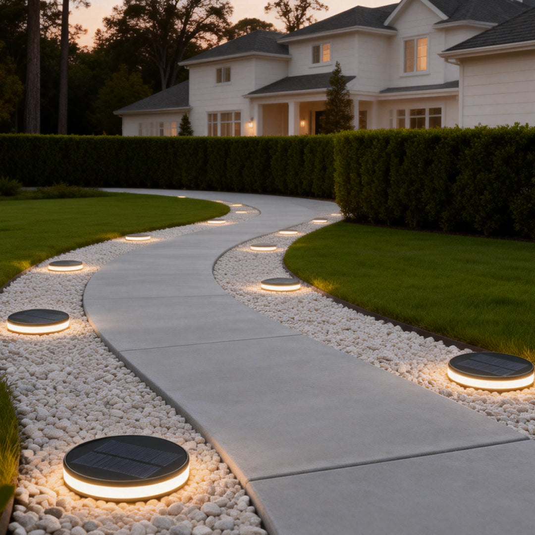 Solar Flat Garden Ground Light Aluminum Alloy Tempered Glass Side-Emitting LED IP65 Buried or Lawn