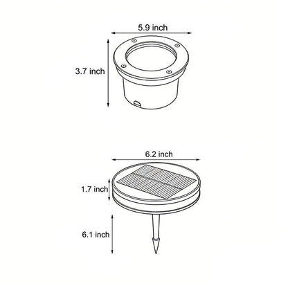 Solar Flat Garden Ground Light Aluminum Alloy Tempered Glass Side-Emitting LED IP65 Buried or Lawn