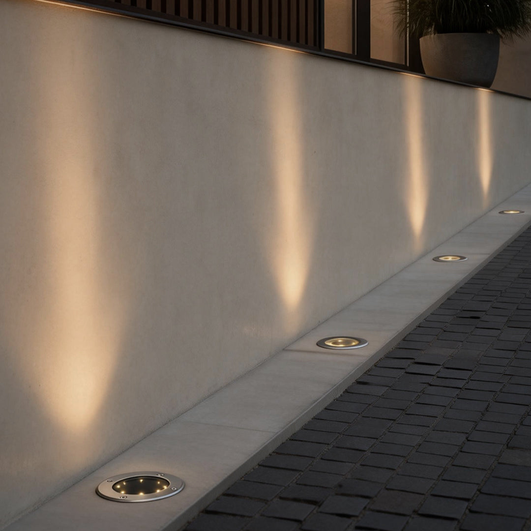 Solar Flat Garden Ground Light Aluminum Alloy Tempered Glass Side-Emitting LED IP65 Buried or Lawn