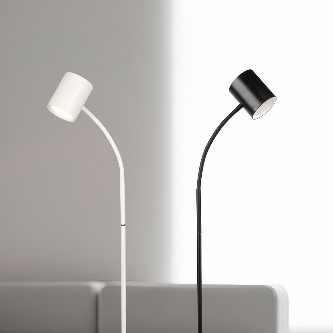 Floor Lamp LED Adjustable 360° Gooseneck Touch Dimmable USB Plug-in or Rechargeable Battery Black White Nordic Bedroom 62 Inch