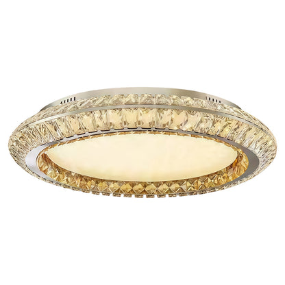 Gold Crystal Drum Shade Flush Mount Round Three Sizes Full Spectrum LED