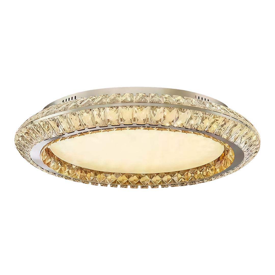 Gold Crystal Drum Shade Flush Mount Round Three Sizes Full Spectrum LED