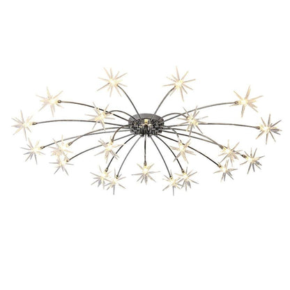 Starburst Flush Mount Chandelier Chrome Crystal 28 G4 LED 3000K 6000K 45 Inch