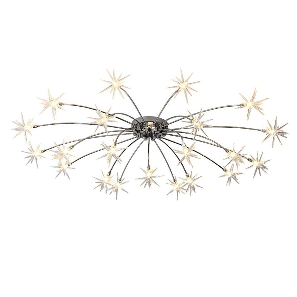 Starburst Flush Mount Chandelier Chrome Crystal 28 G4 LED 3000K 6000K 45 Inch