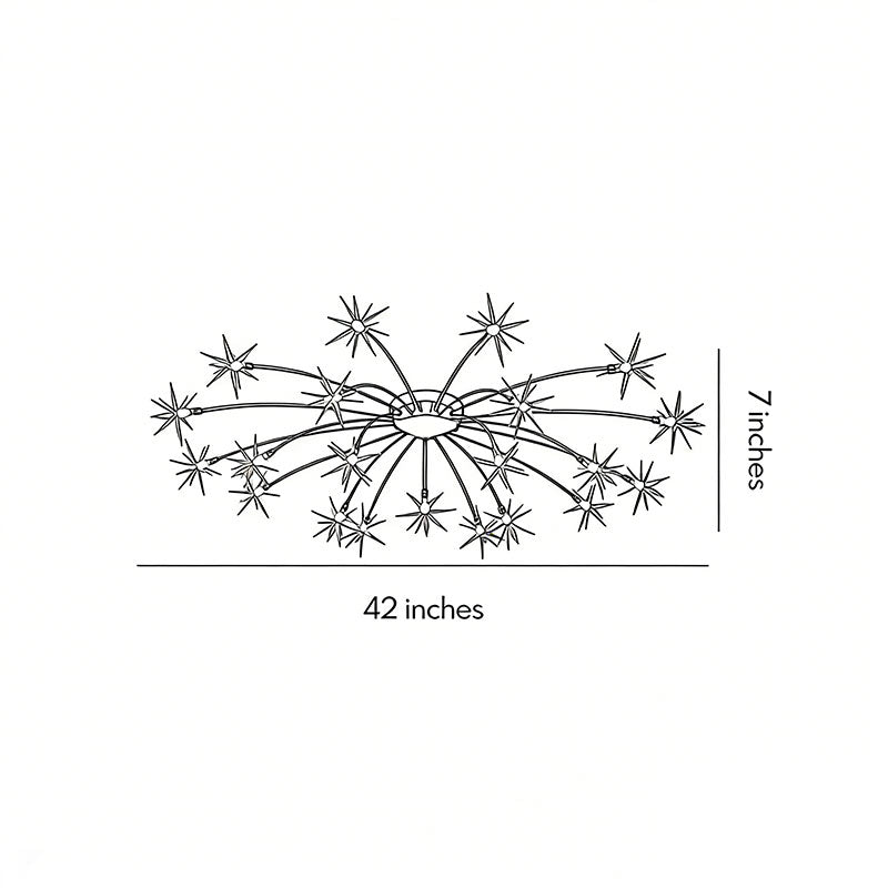 Starburst Flush Mount Chandelier Chrome Crystal 28 G4 LED 3000K 6000K 45 Inch