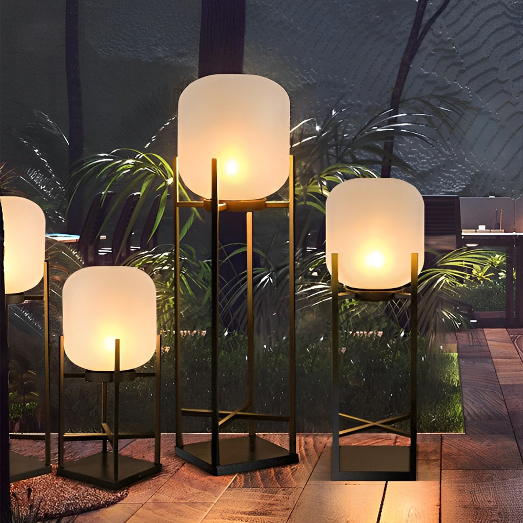 Outdoor Standing Light Lantern LED Metal Floor Lamp